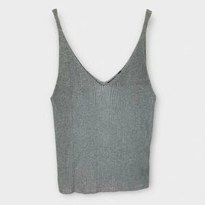 Forever 21 Metallic Silver Knit Tank Crop Top